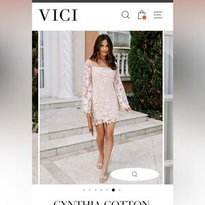 STORIA VICI Cynthia lace crochet dress in color blush Size Small. NWT